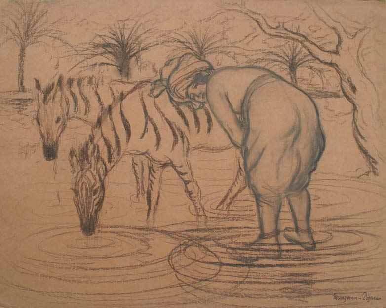 Girl & Zebras - Georges Manzana Pissarro (1871 - 1961)